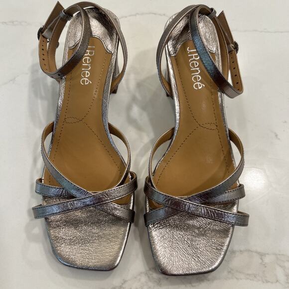 J. Renee Kamelia Size 8m Taupe block Heel Ankle strap Sandals Strappy Heels Shoe - Picture 4 of 11